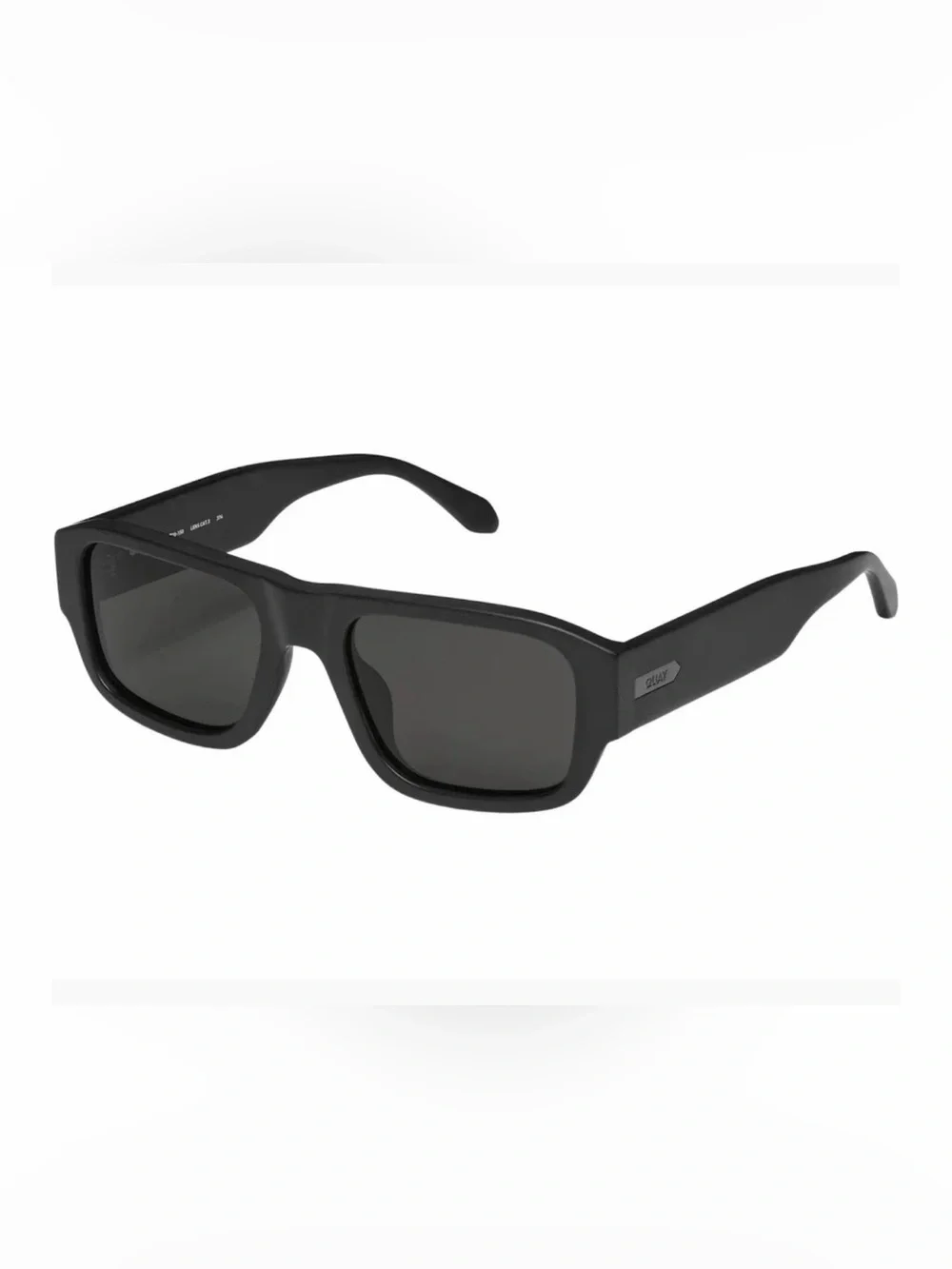 Quay Australia Men's Black Rectangle Sunglasses with Dark Lenses
